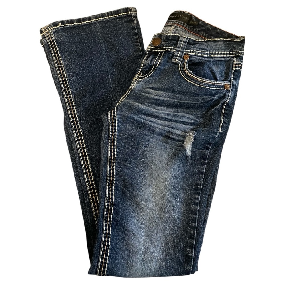 Twenty One Black Low Rise Curvy Boot Cut Distressed Women’s Denim Jeans Size 26